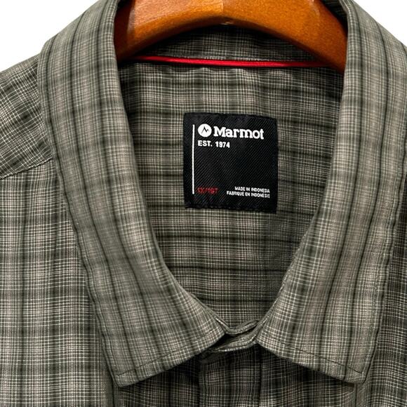 Marmot Eldridge Short-Sleeve Button Down Shirt Mens Size 1X Green Plaid UPF 20 - Picture 6 of 7